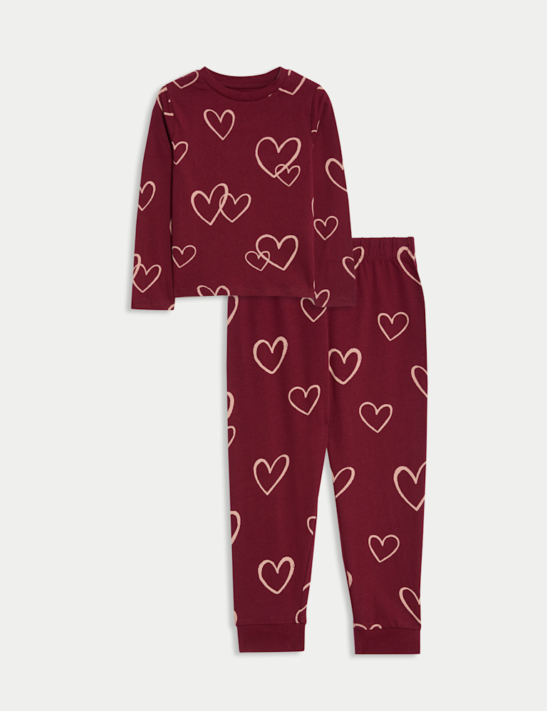 Pure Cotton Heart Print Pyjamas (1-16 Yrs) Pure Cotton Heart Print Pyjamas (1-16 Yrs)