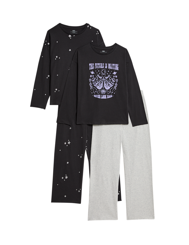 2pk Pure Cotton Star Graphic Pyjama Sets (6-16Yrs)