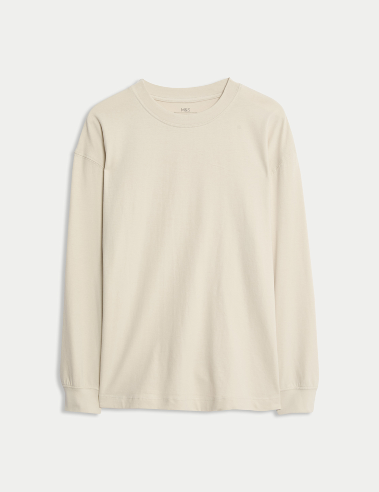 Pure Cotton Plain Long Sleeve Top (6-16 Yrs)