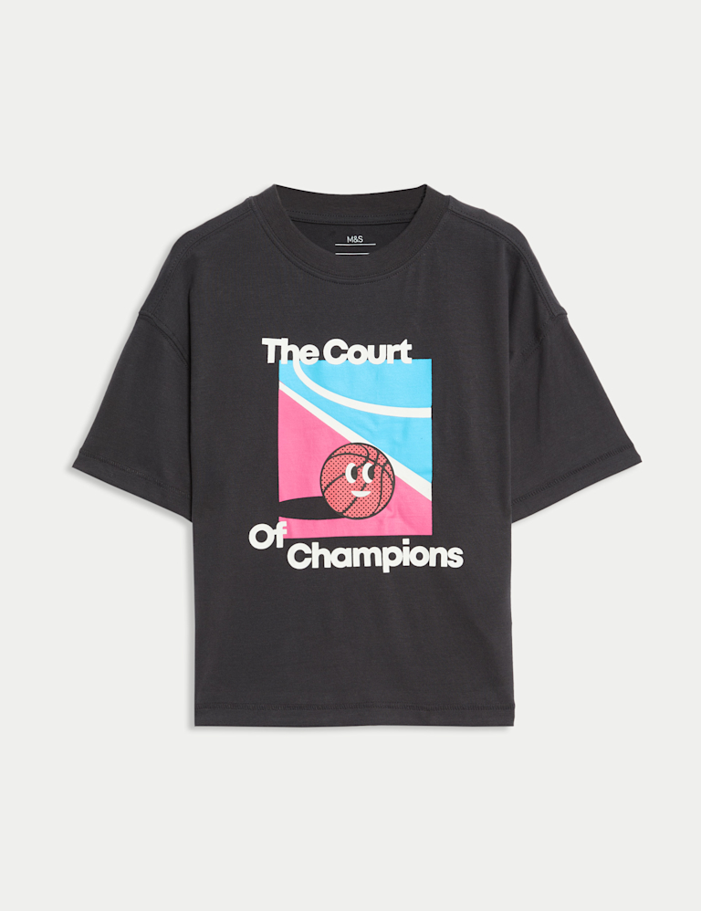 Pure Cotton Basketball Graphic T-Shirt (2-8 Yrs)