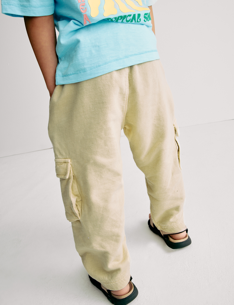 Pure Cotton Textured Cargo Trousers (2-8 Yrs)