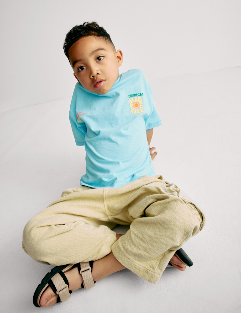 Pure Cotton Textured Cargo Trousers (2-8 Yrs)