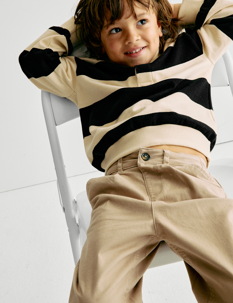 Pure Cotton Striped Rugby Shirt (2-8 Yrs)