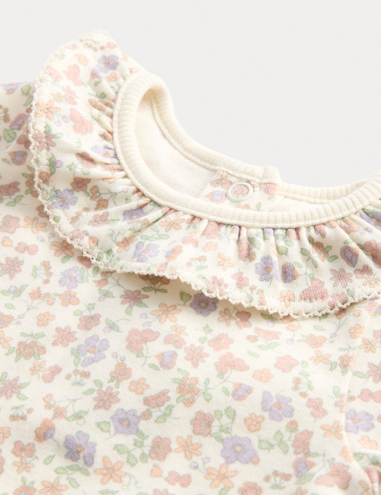 3pk Pure Cotton Floral Long Sleeve Bodysuits (0-3 Yrs)