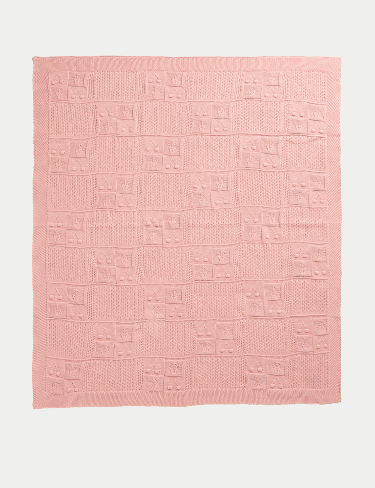 Pure Cotton Cherry Motif Cellular Shawl