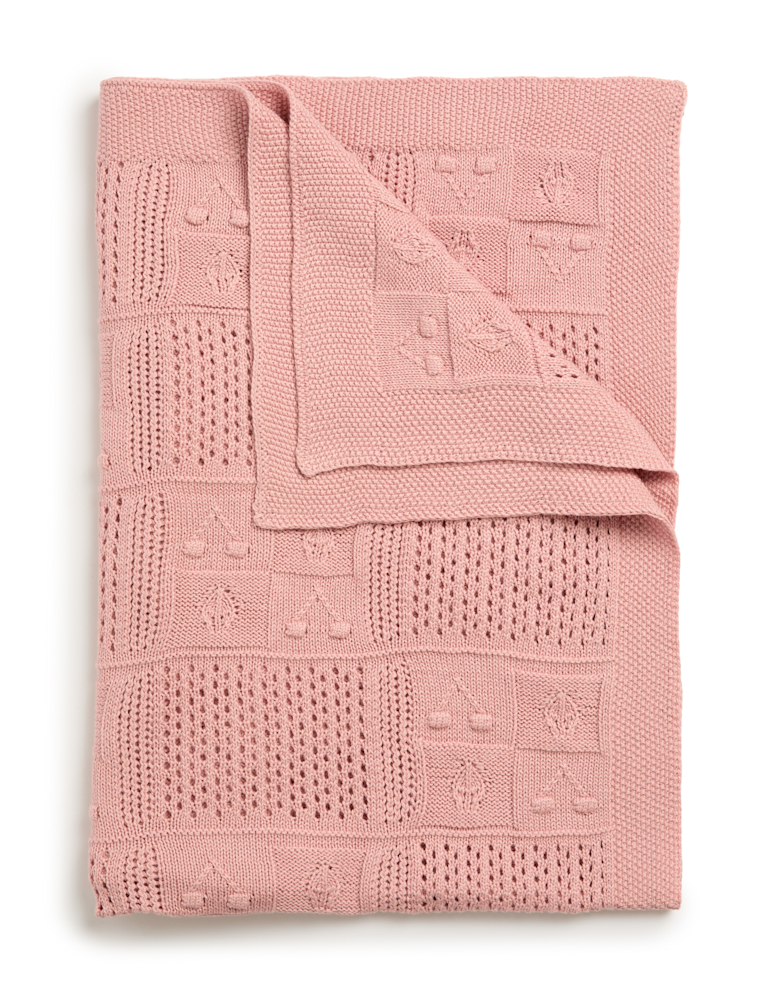 Pure Cotton Cherry Motif Cellular Shawl