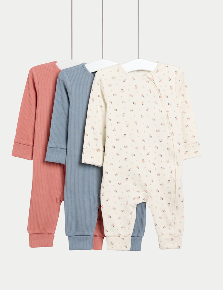 3pk Cotton Rich Ditsy Floral Sleepsuits (0 Mths-3 Yrs)