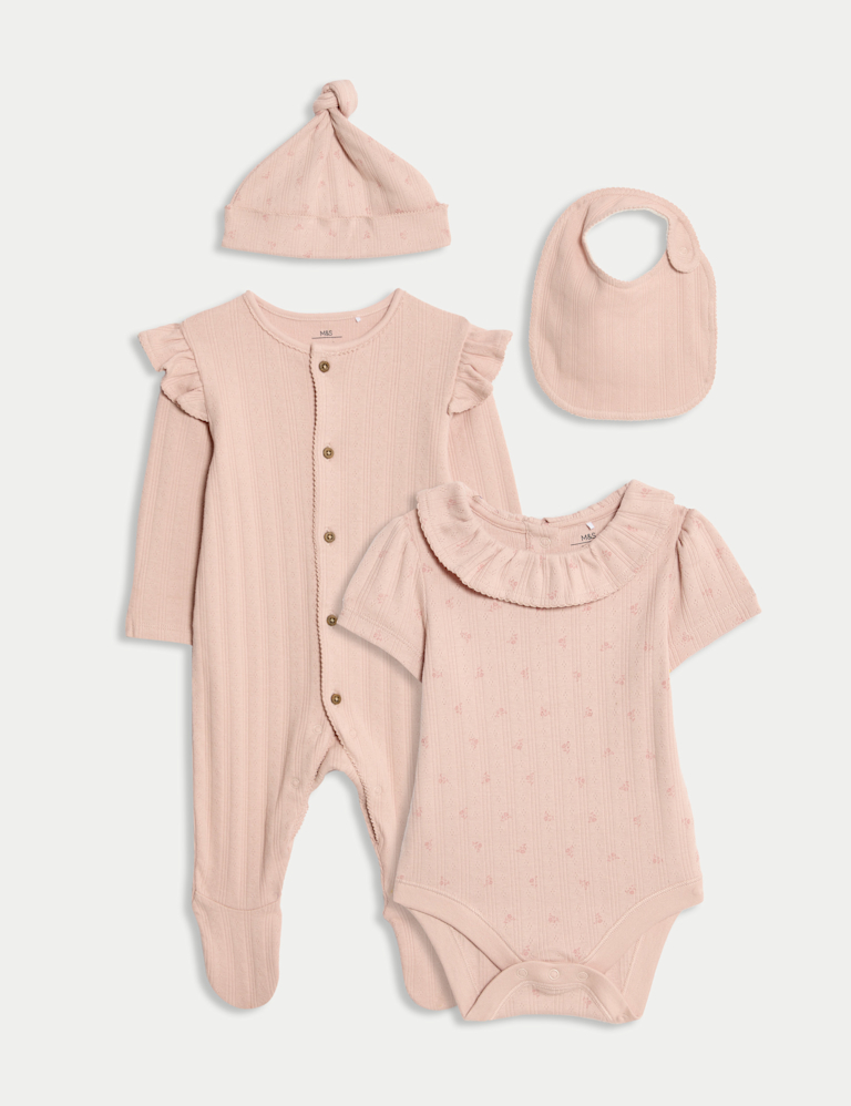 4pc Cotton-Rich Floral Starter Set (0-9 Mths)