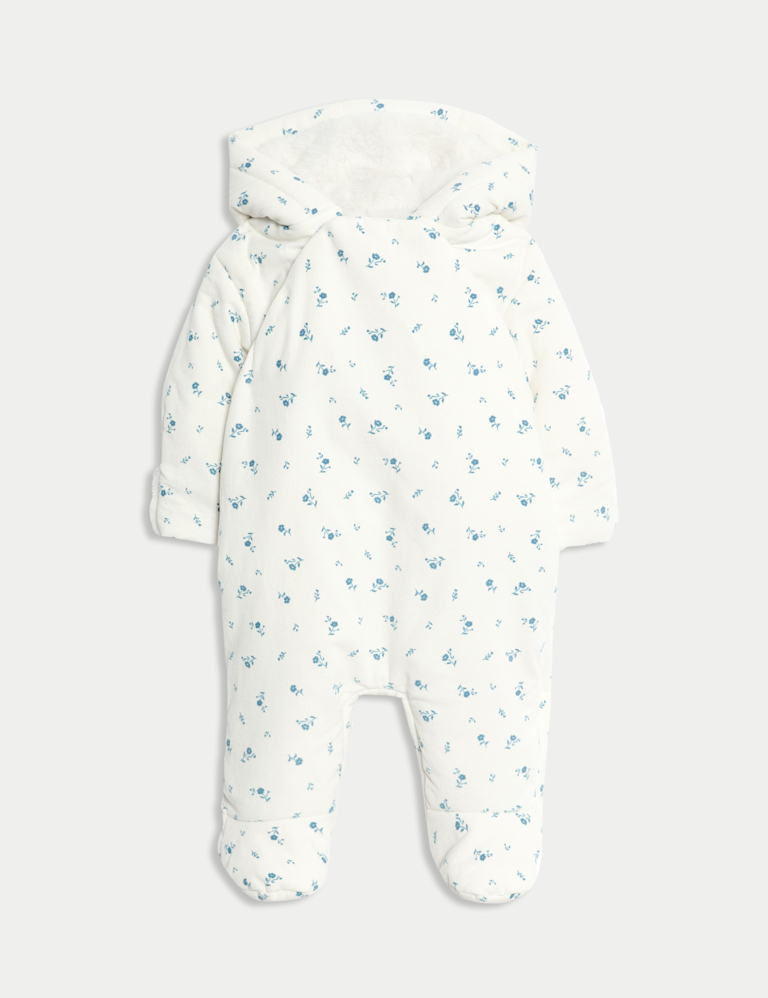 Cord Floral Pramsuit (0-12 Mths)