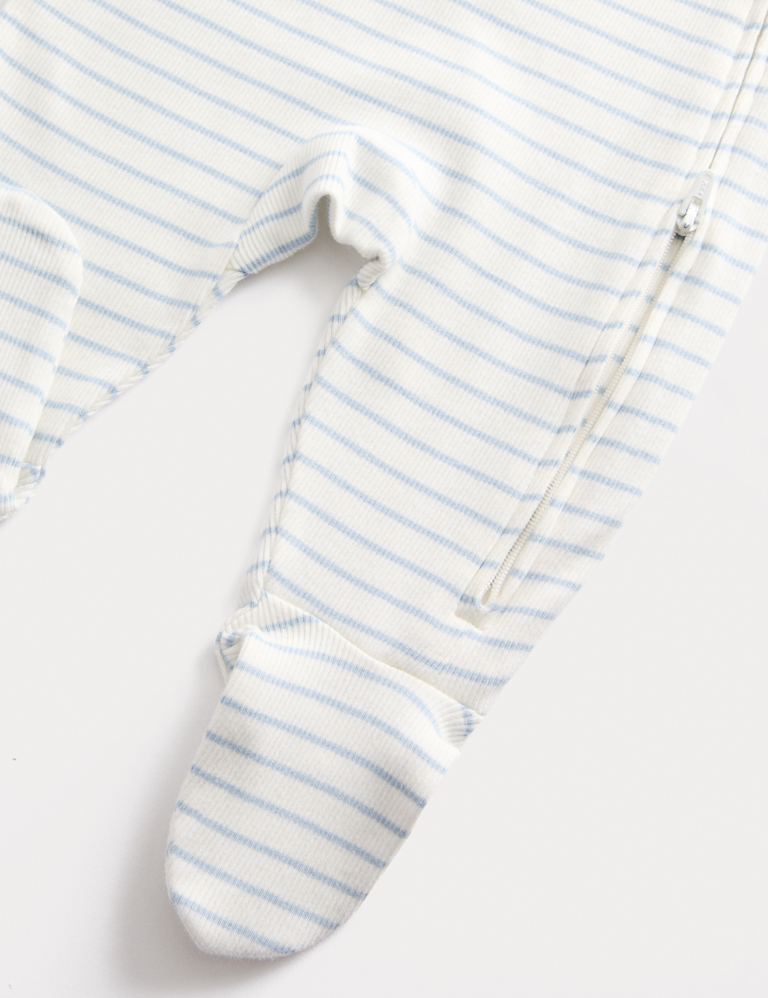 3pk Cotton Rich Ribbed Sleepsuits (0-3 Yrs)