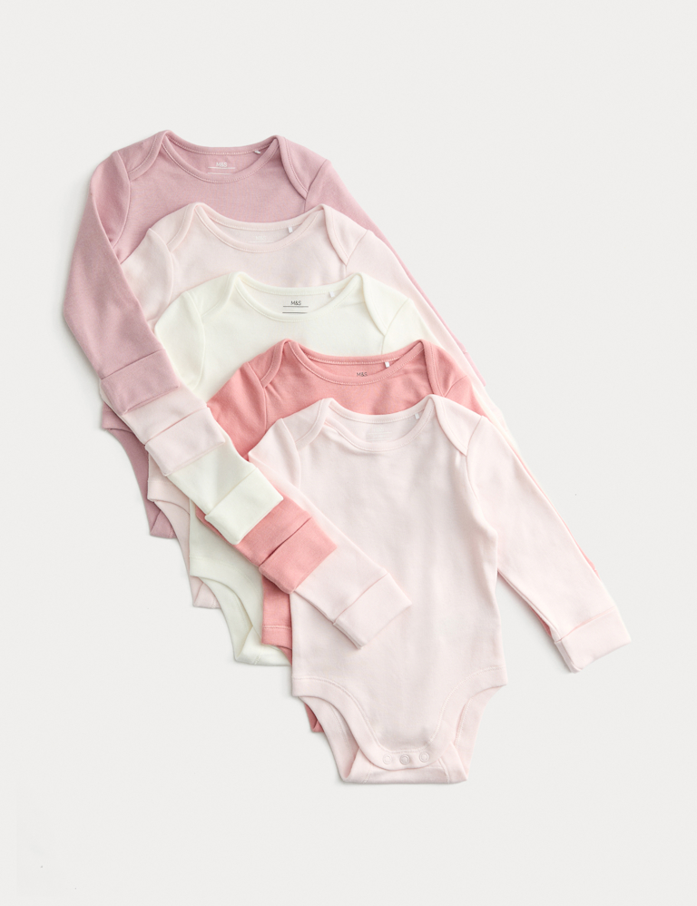 5pk Pure Cotton Long Sleeve Bodysuits (0-3 Yrs) 5pk Pure Cotton Long Sleeve Bodysuits (0-3 Yrs)