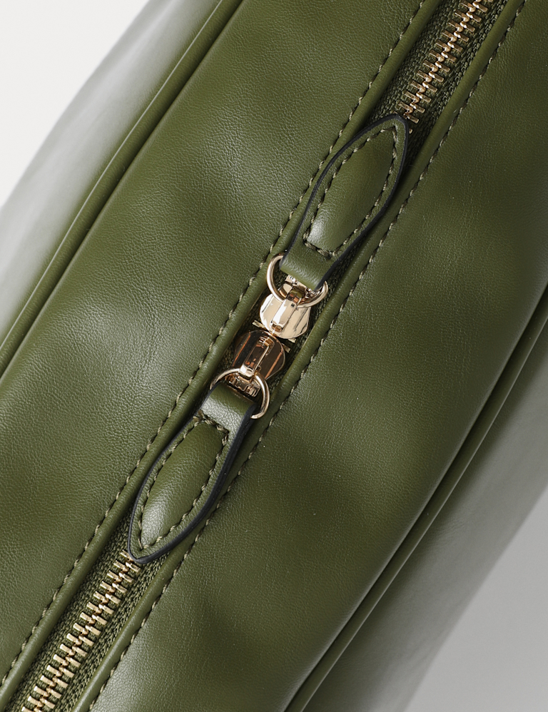 Faux Leather Bowler Bag