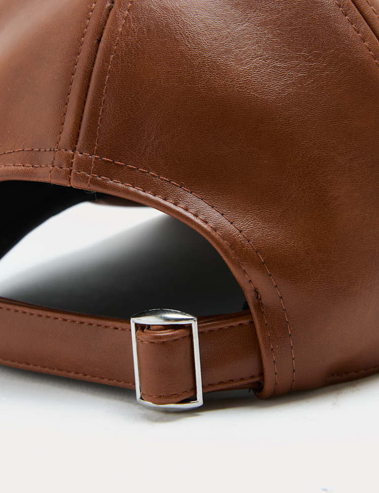 Faux Leather Baseball Cap