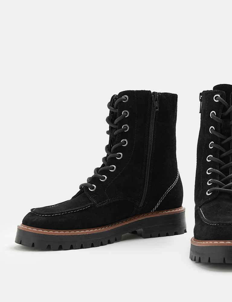 Suede Block Heel Ankle Boots