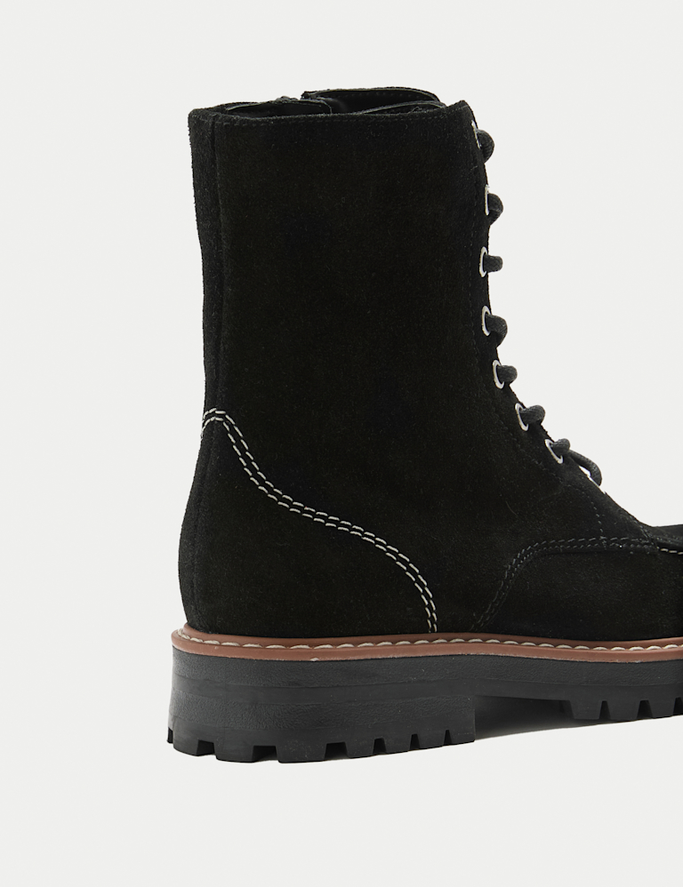 Suede Block Heel Ankle Boots