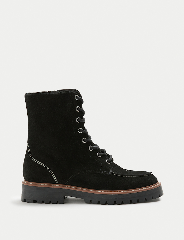 Suede Block Heel Ankle Boots