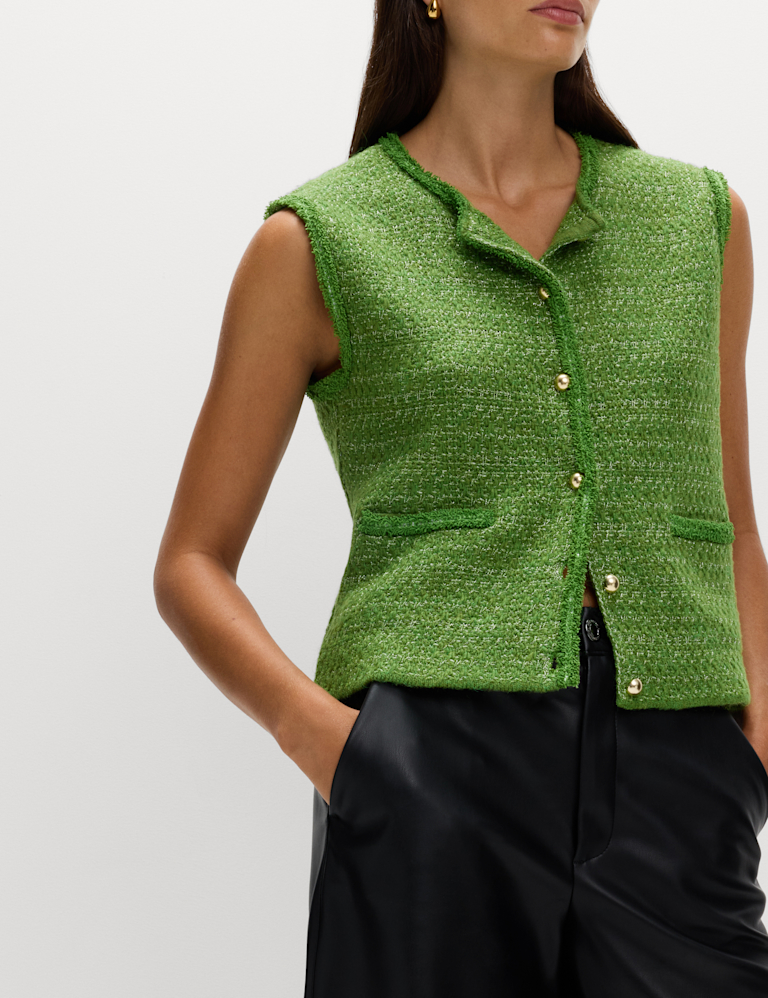 Cotton Blend Pocket Detail Military Waistcoat