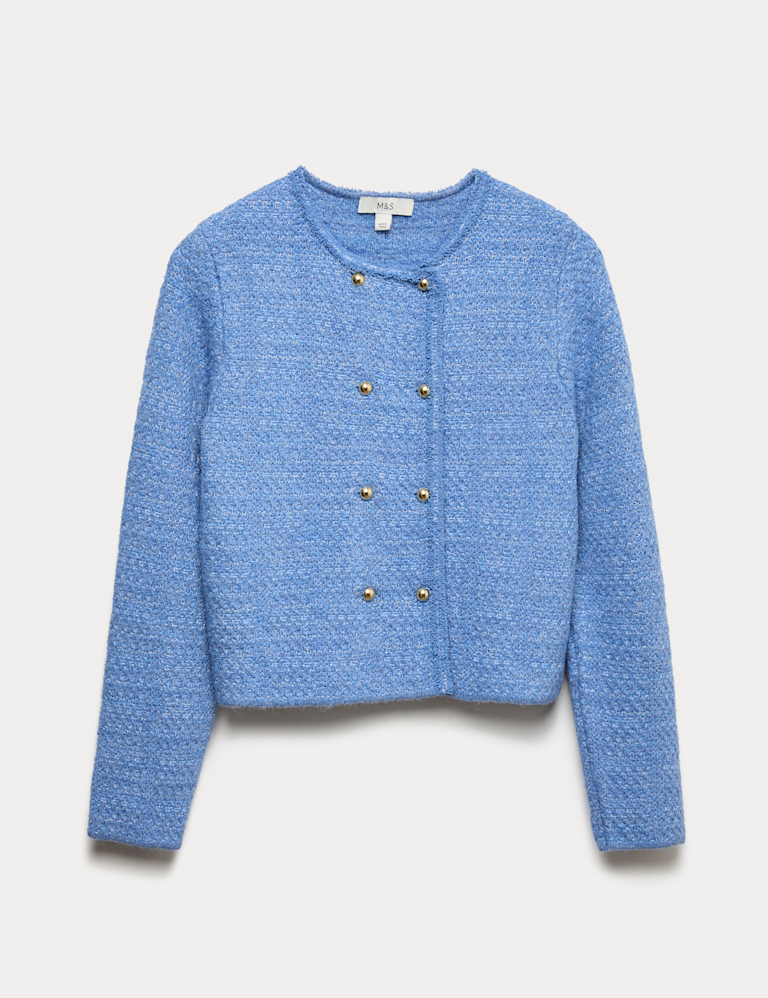 Cotton Blend Textured Knitted Jacket