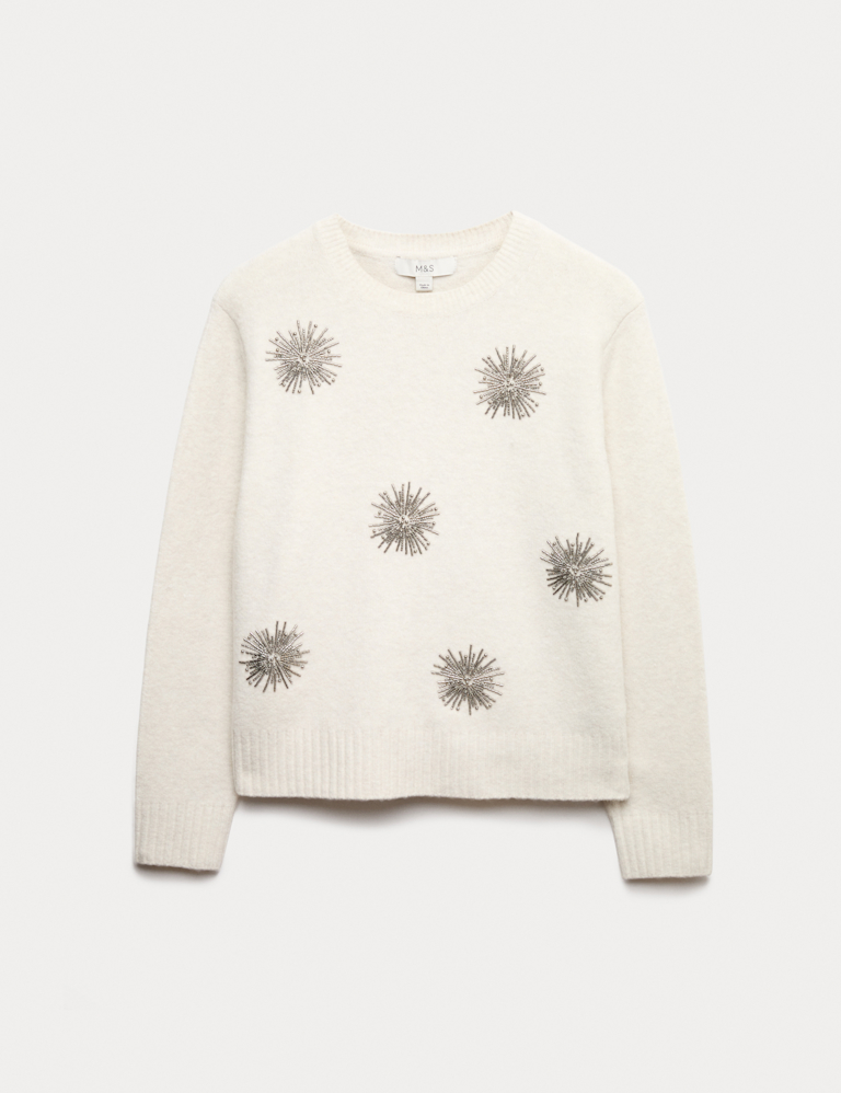 Gem Detail Embellished Jumper with Wool