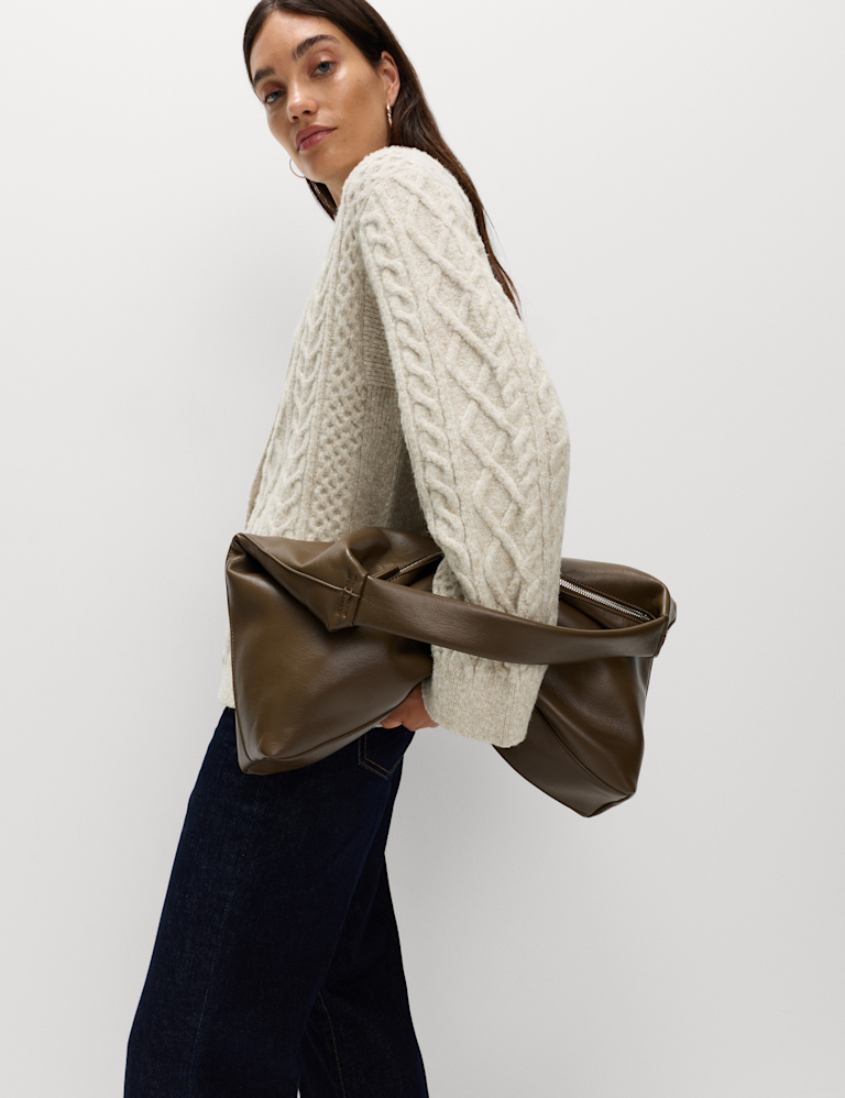 Cable Knit Button Front Cardigan