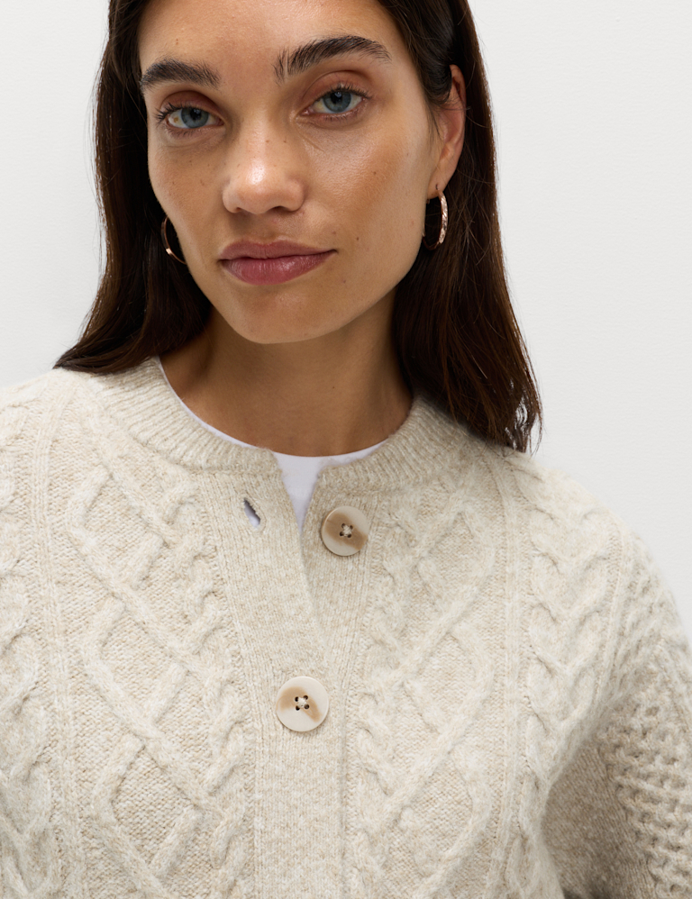 Cable Knit Button Front Cardigan