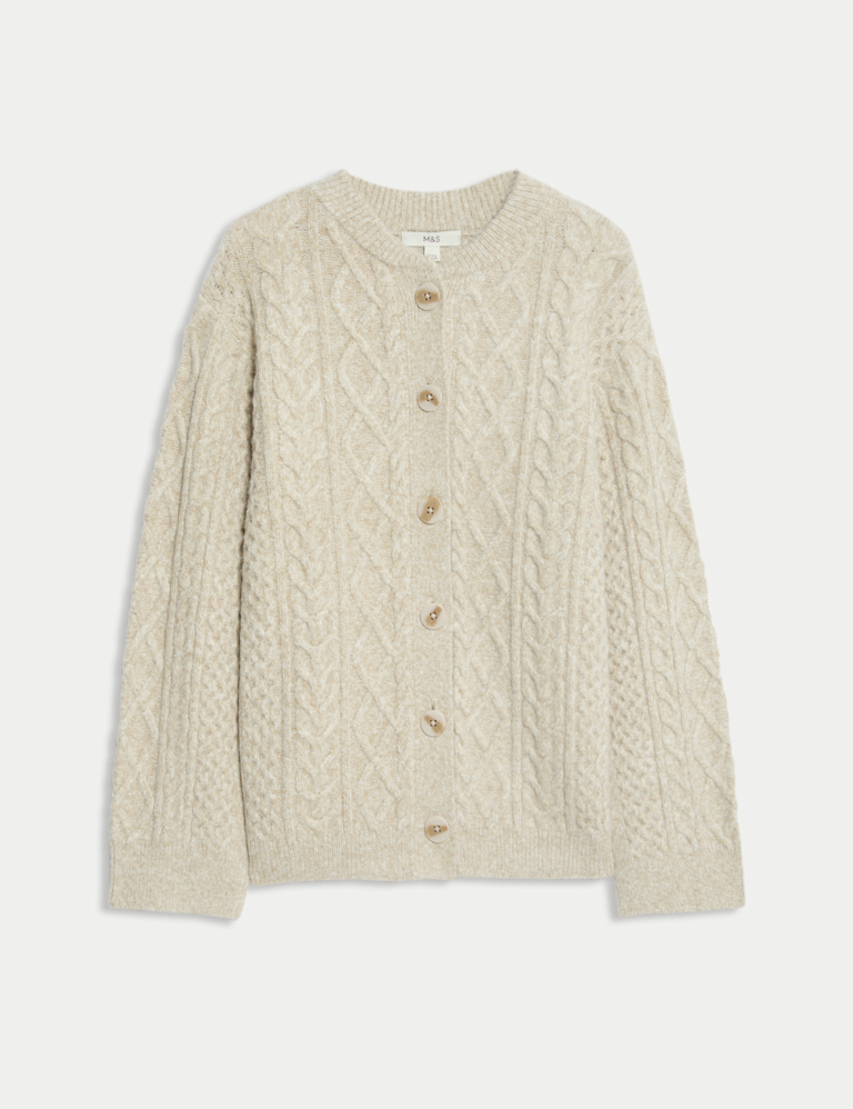 Cable Knit Button Front Cardigan