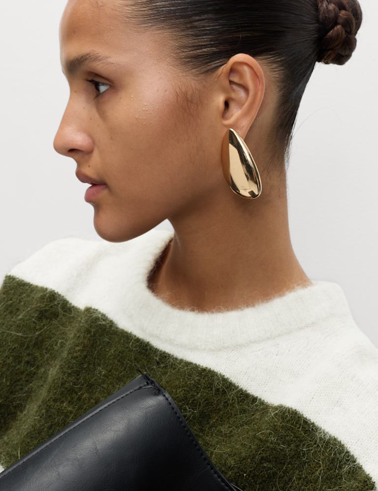 Alpaca Blend Striped Textured Relaxed Jumper