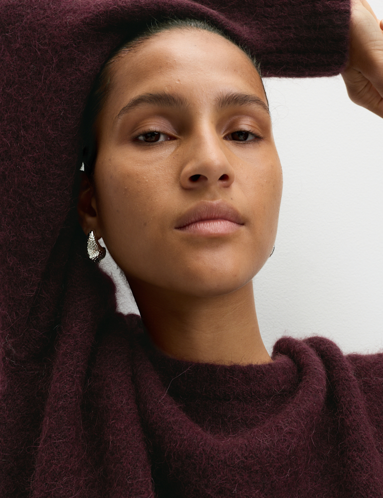 Alpaca Blend Textured Relaxed Jumper