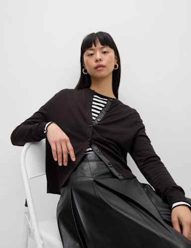 Crew Neck Button Front Cardigan Crew Neck Button Front Cardigan