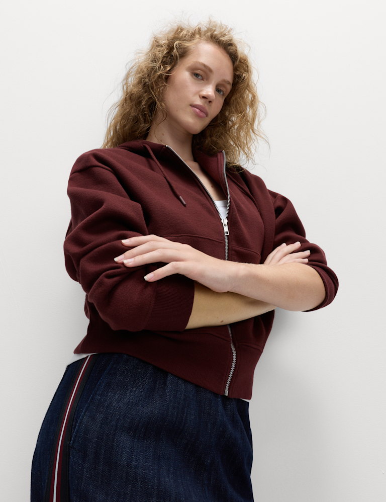 Cotton Rich Zip Up Hoodie