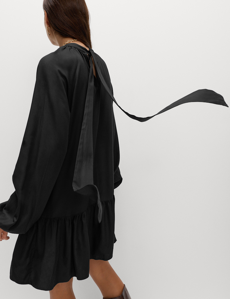 Funnel Neck Mini Smock Dress