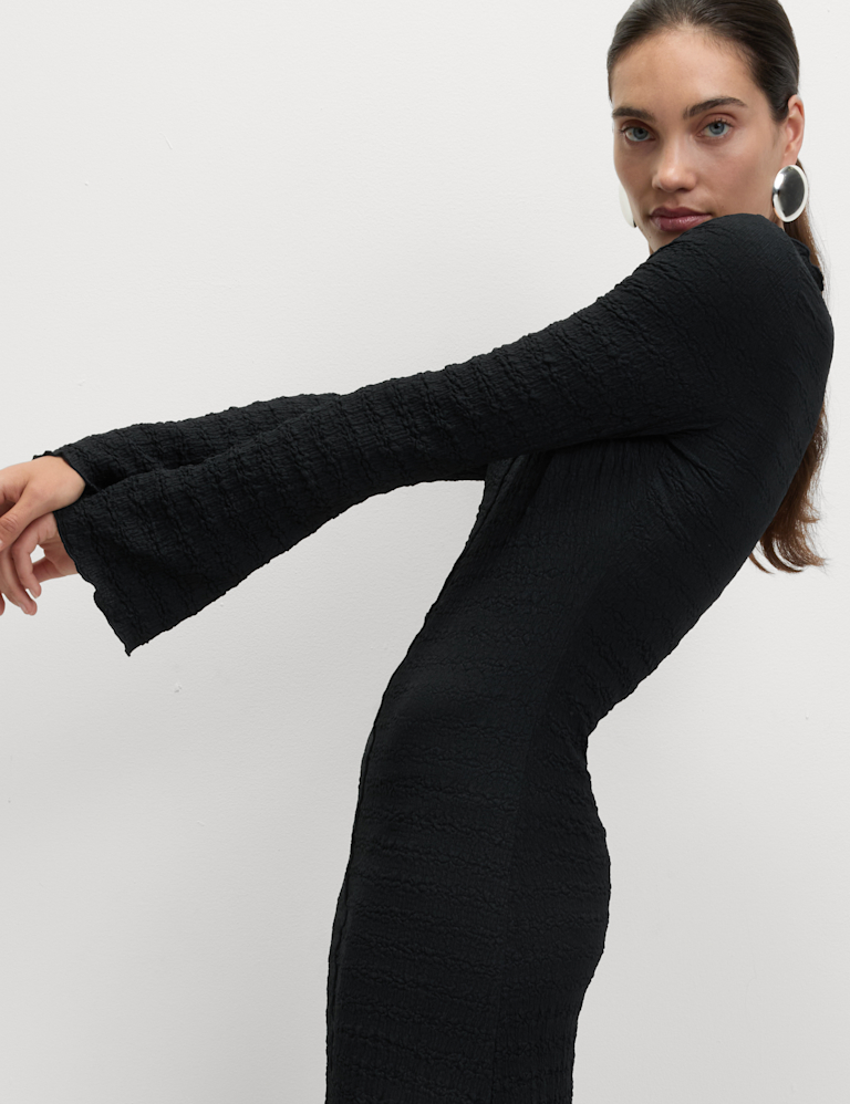 Jersey Textured Midi Skater Dress Jersey Textured Midi Skater Dress