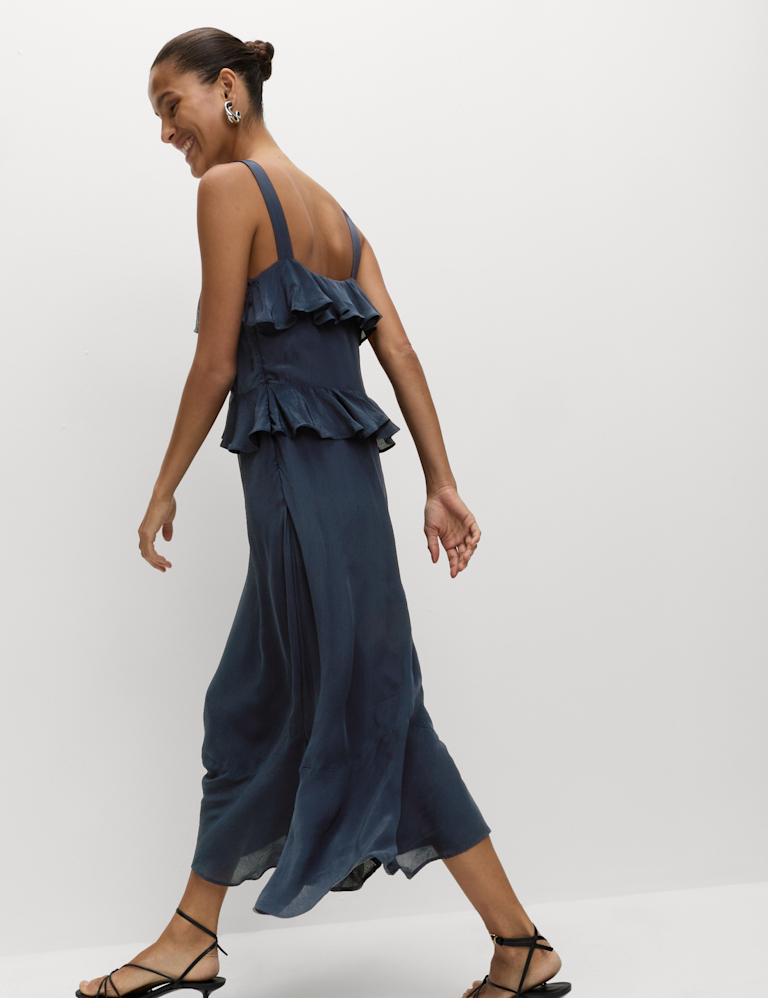 Sweetheart Neckline Ruffle Midi Cami Dress Sweetheart Neckline Ruffle Midi Cami Dress