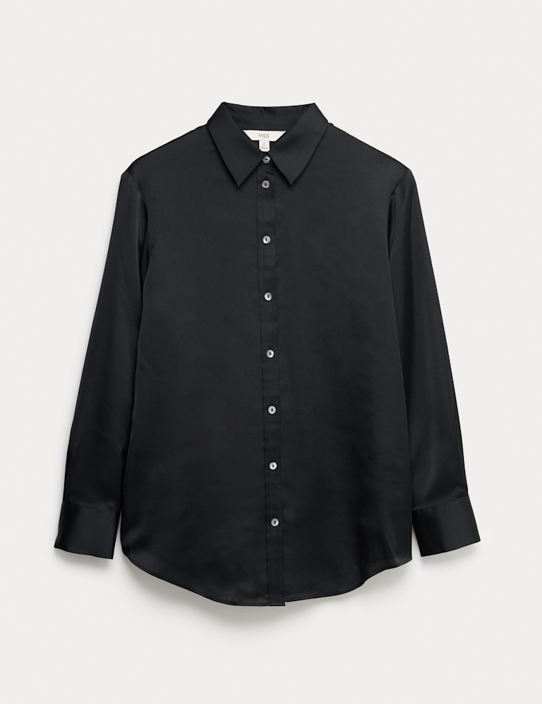 Satin Collared Button Through Shirt