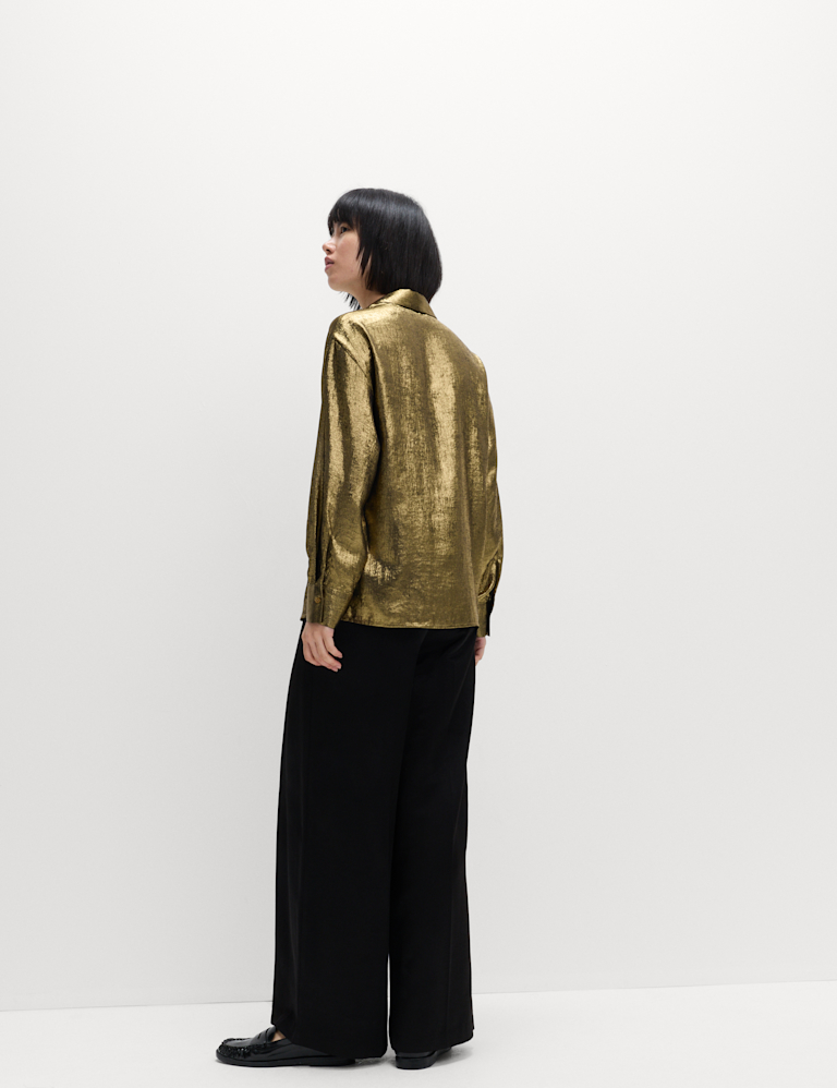 Foil Print Collared Shirt