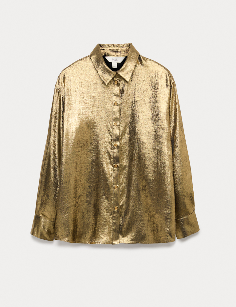 Foil Print Collared Shirt