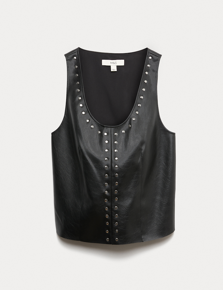 Faux Leather Studded Top