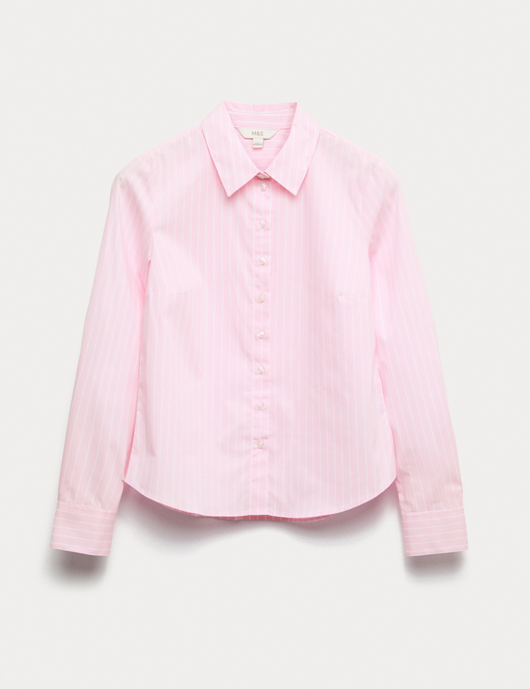 Cotton Rich Striped Collared Fitted Shirt