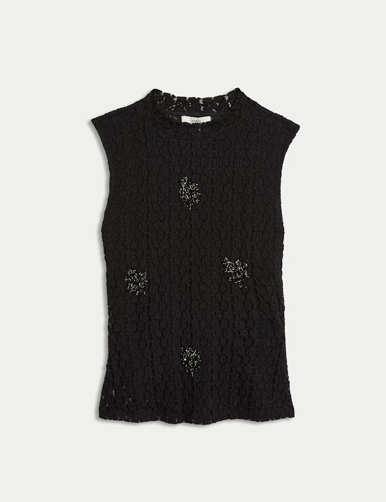Jersey Lace Embellished Top