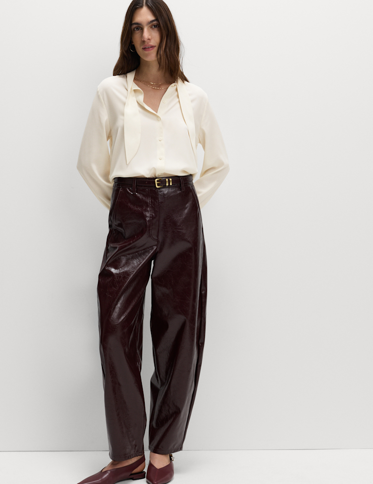 Tie Neck Long Sleeve Shirt