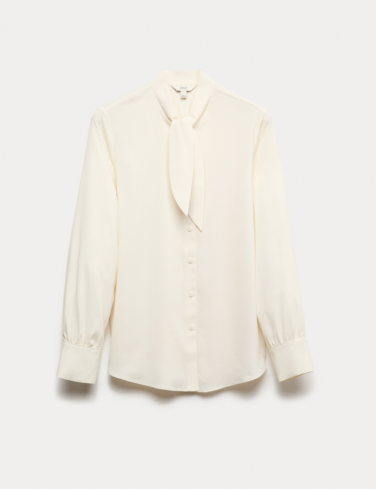 Tie Neck Long Sleeve Shirt