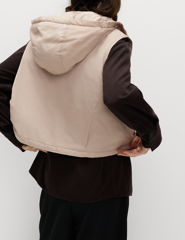 Waterproof Padded Hooded Cropped Gilet