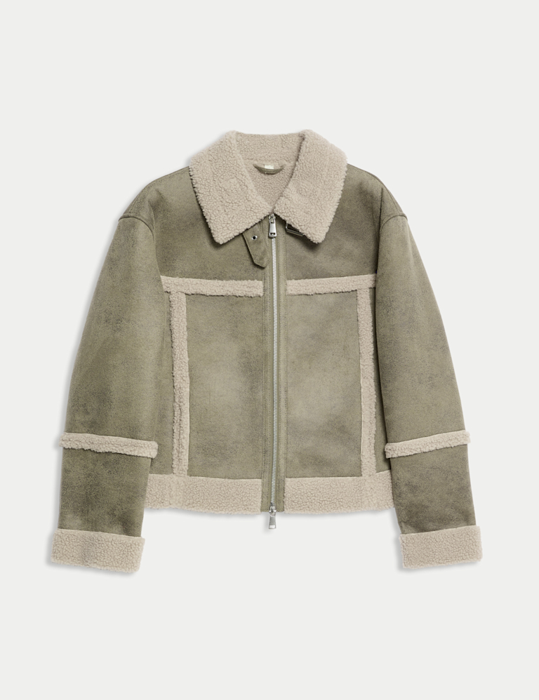 Faux Shearling Aviator Jacket