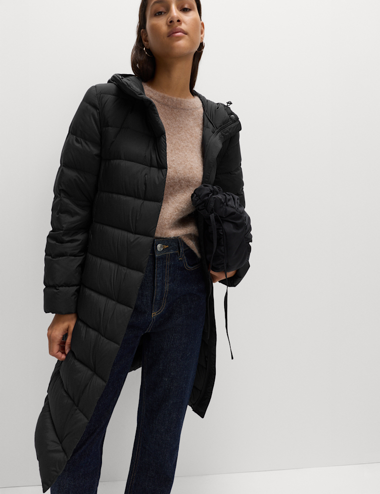 Feather & Down Hooded Duvet Coat