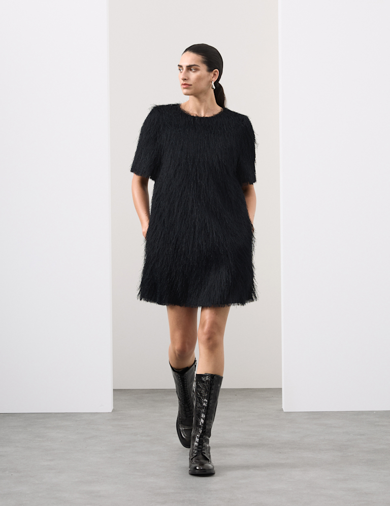 Fringed Mini Shift Dress
