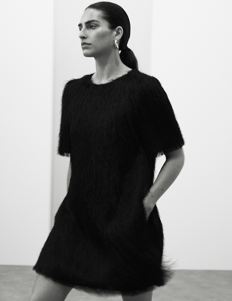 Fringed Mini Shift Dress