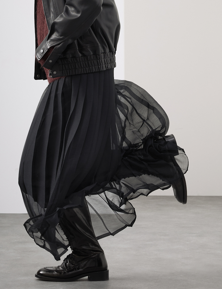 Organza Pleated Maxi Skirt