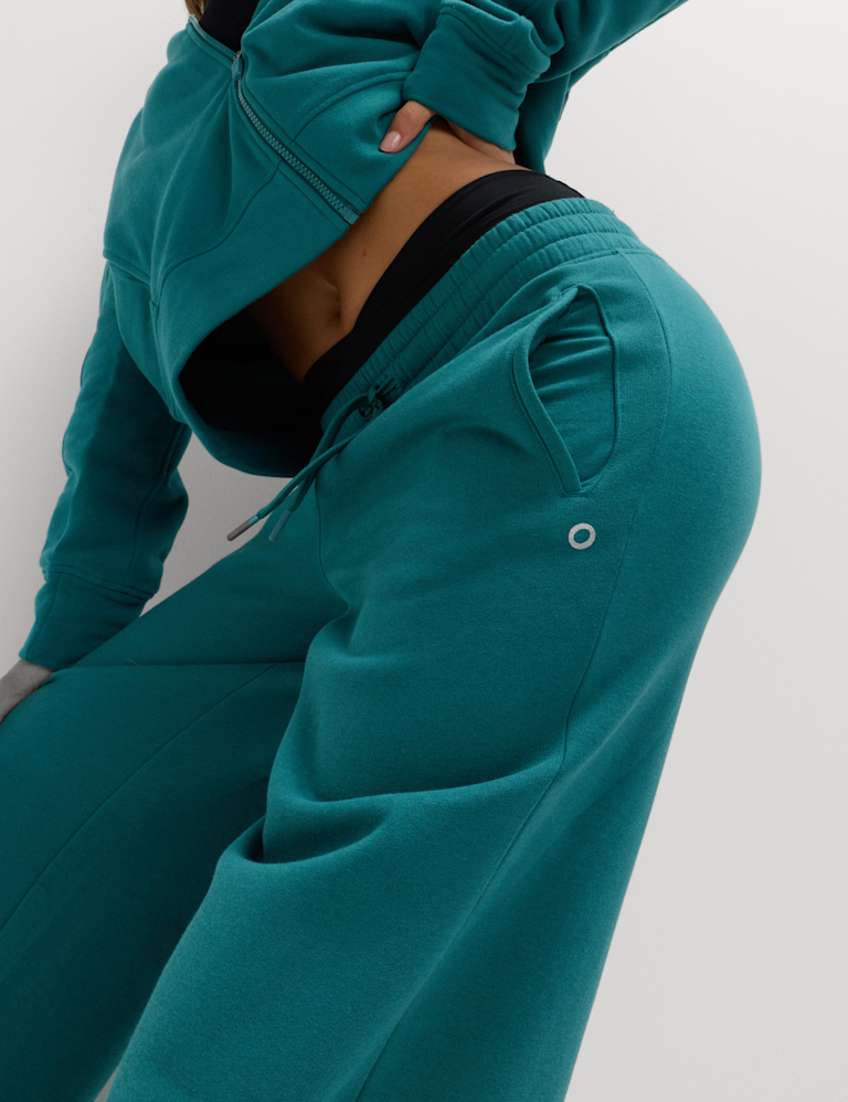 Cotton Rich High Waisted Wide Leg Joggers