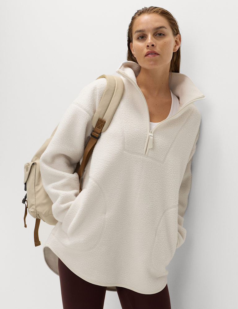 Borg Half Zip Funnel Neck Fleece Jacket