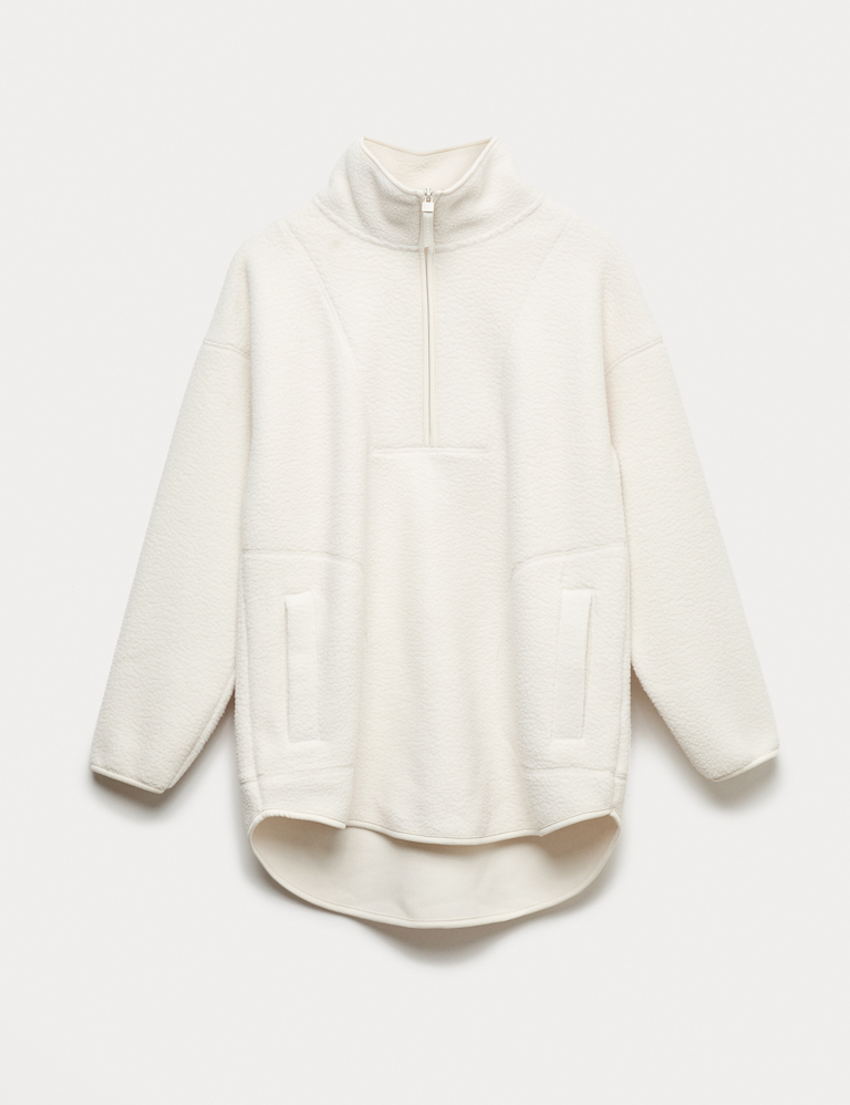 Borg Half Zip Funnel Neck Fleece Jacket